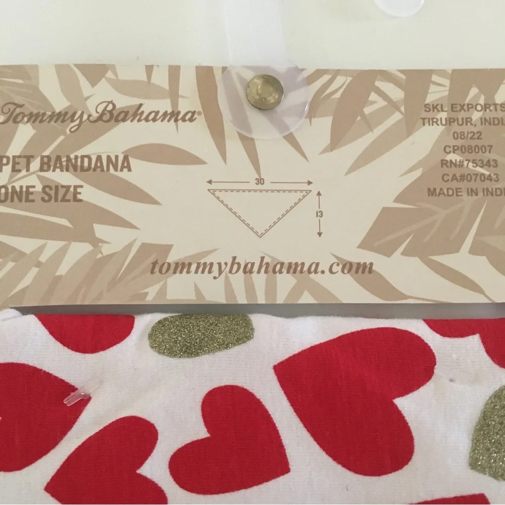 NEW Pet Bandana One Size Valentines Hearts Print Cotton Spandex | Tommy Bahama